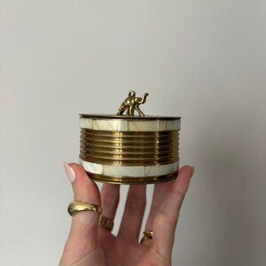 Vintage brass w inlay mother of pearl trinket box